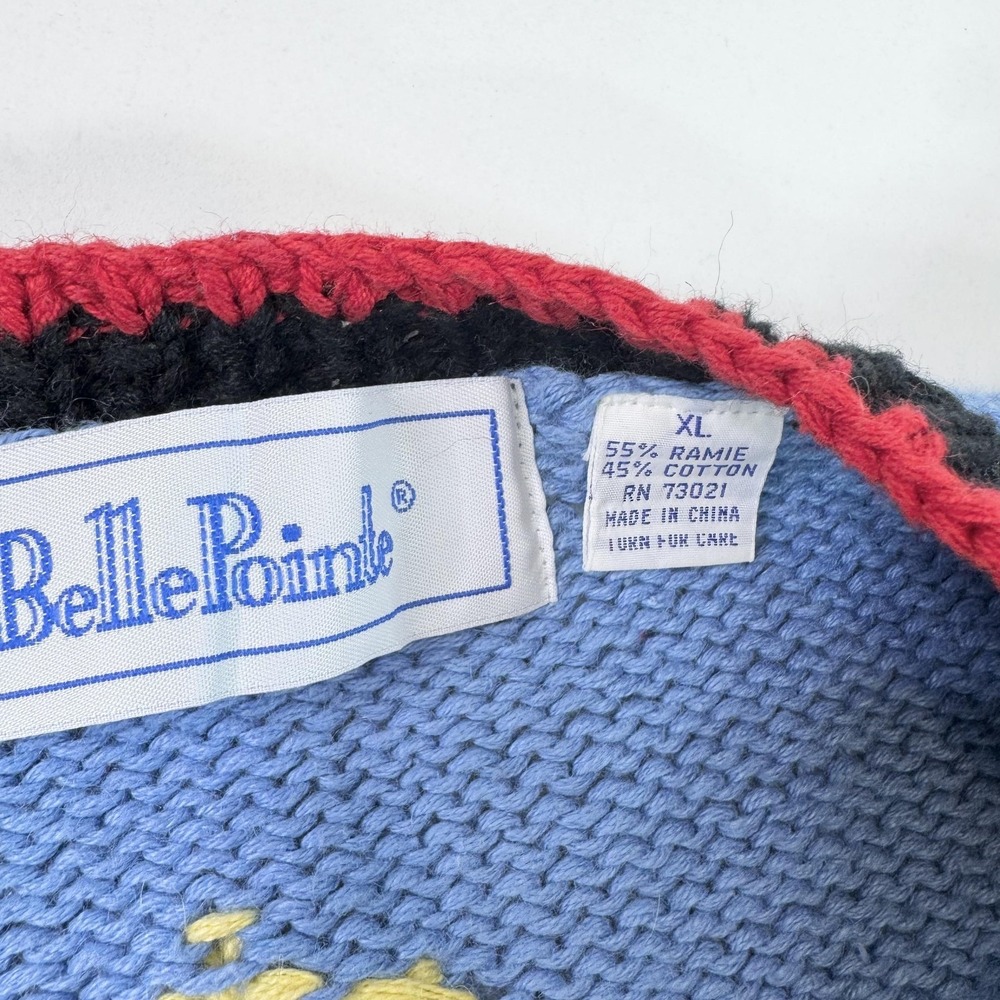 Vintage BellePointe Sweater Cardigan Womens XL Farm Barn Pig Cow Sheep Novelty - Picture 4 of 6